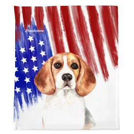 Patriotic Beagle Blanket | American dog in Watercolors