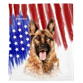 Patriotic German Shepherd Blanket | American dog in Watercolors