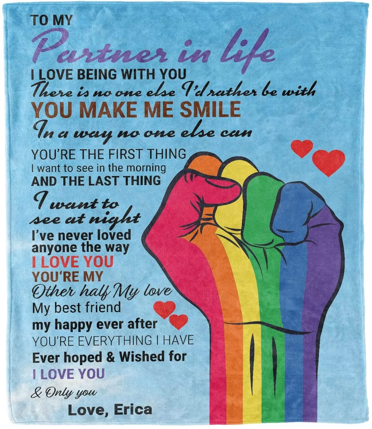 Personalized To My Partner In Life Blankets, Once Upon A Time Pride Blanket, Gift For Couple Gay Man, Lesbian Gift