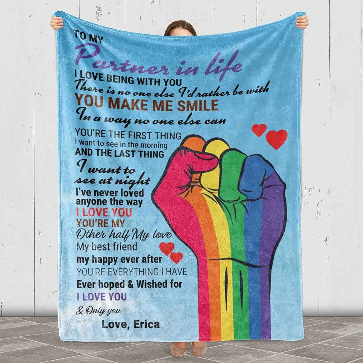 Personalized To My Partner In Life Blankets, Once Upon A Time Pride Blanket, Gift For Couple Gay Man, Lesbian Gift