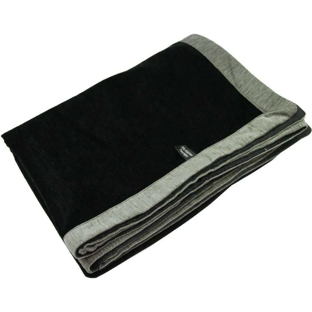 Plain Chenille Contrast Black   Grey Throws & Runners