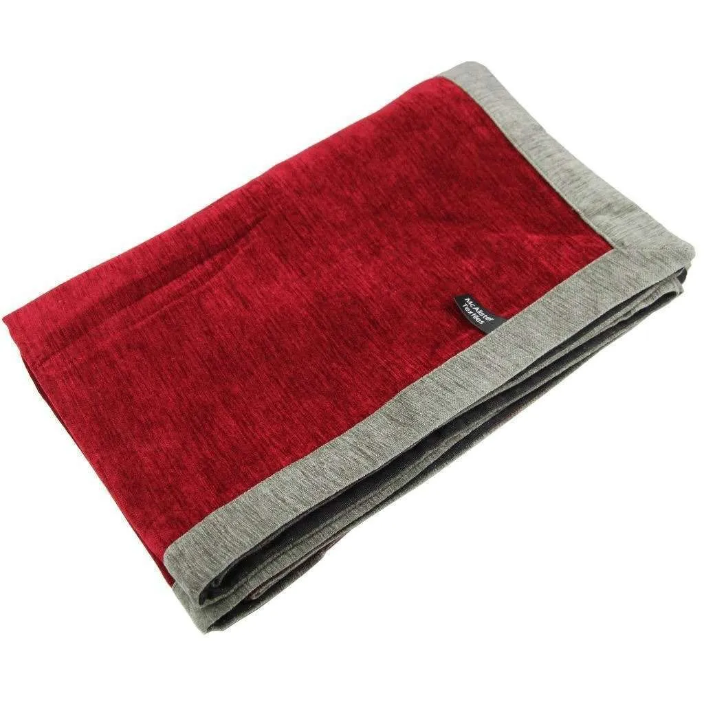 Plain Chenille Contrast Red   Grey Throws & Runners