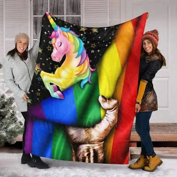 Pride Blanket Unicorn Blankets Gifts For Lgbt Fleece Blanket For Lesbian, Couple Gay Blanket