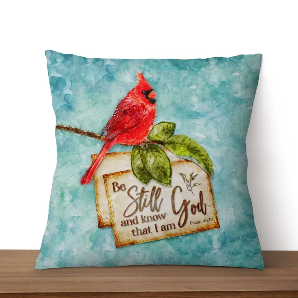 Psalm 4610 Be Still And Know That I Am God, Cardinal Christmas Pillow