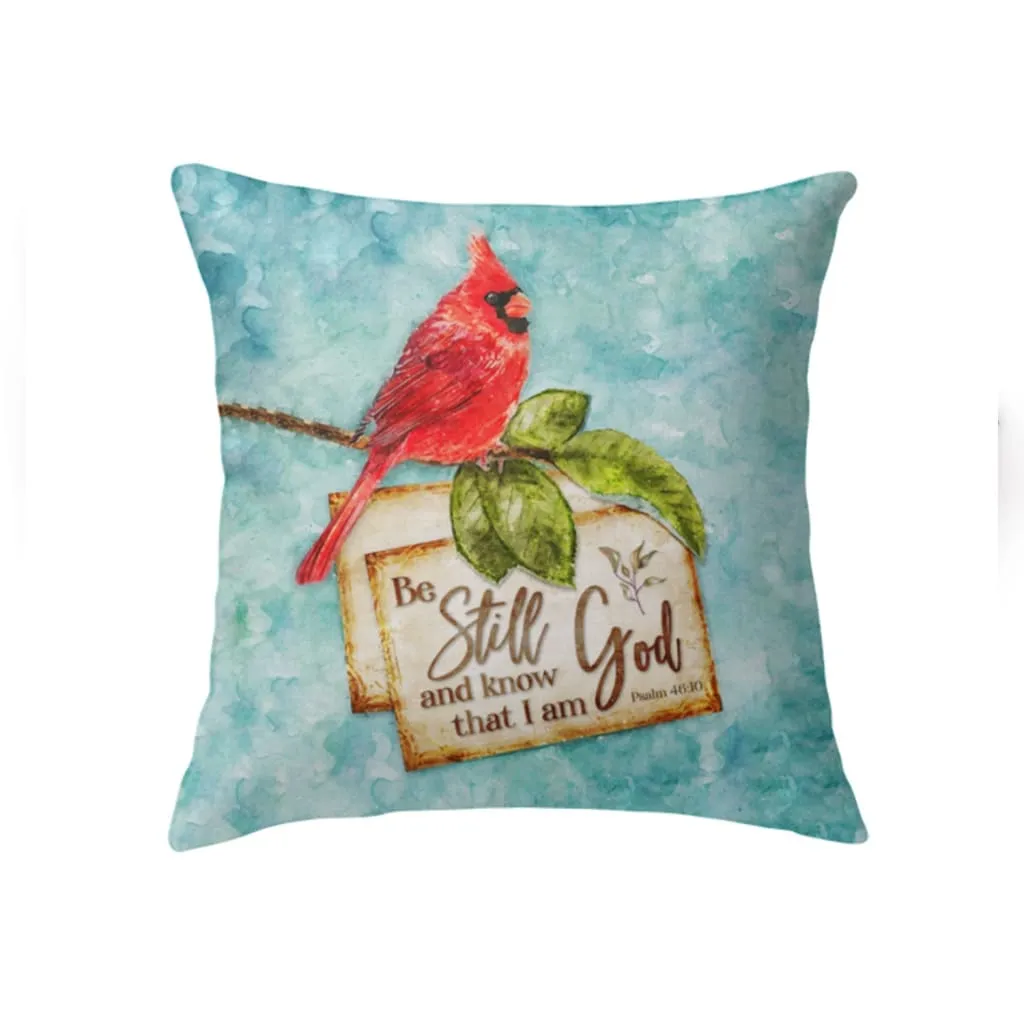 Psalm 4610 Be Still And Know That I Am God, Cardinal Christmas Pillow