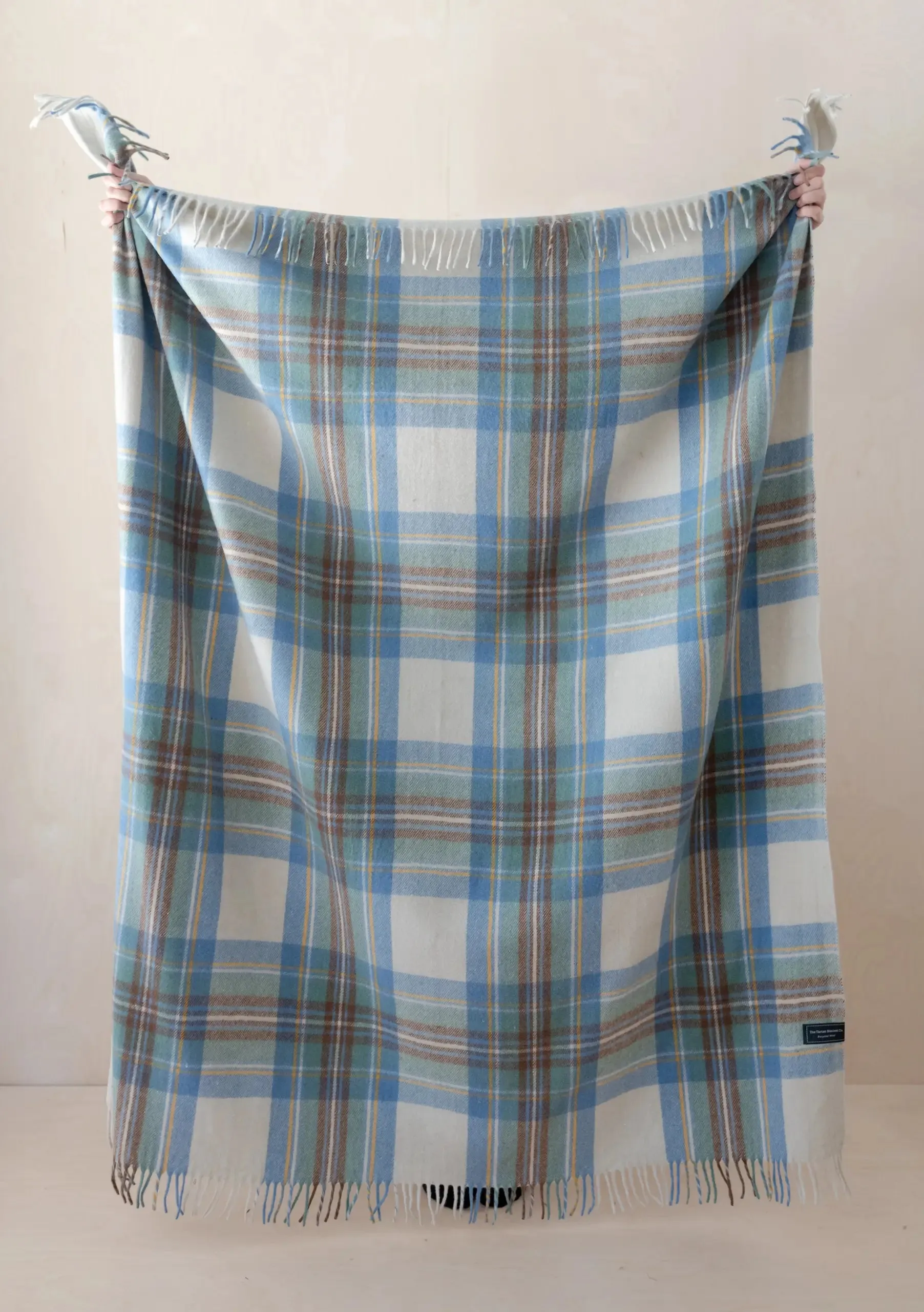 Recycled Wool Blanket in Stewart Muted Blue Tartan