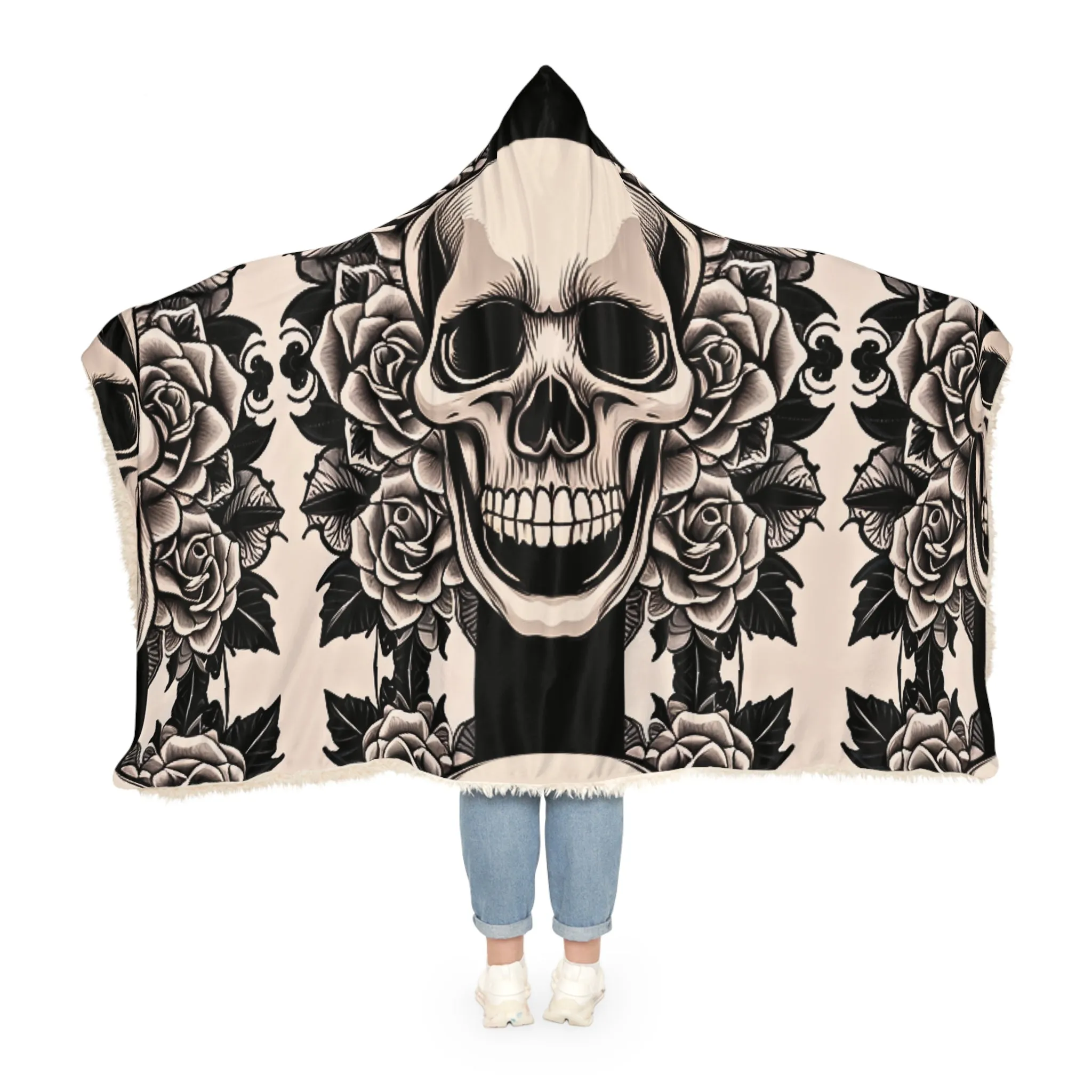 Rosey Skull Hooded Snuggle Blanket