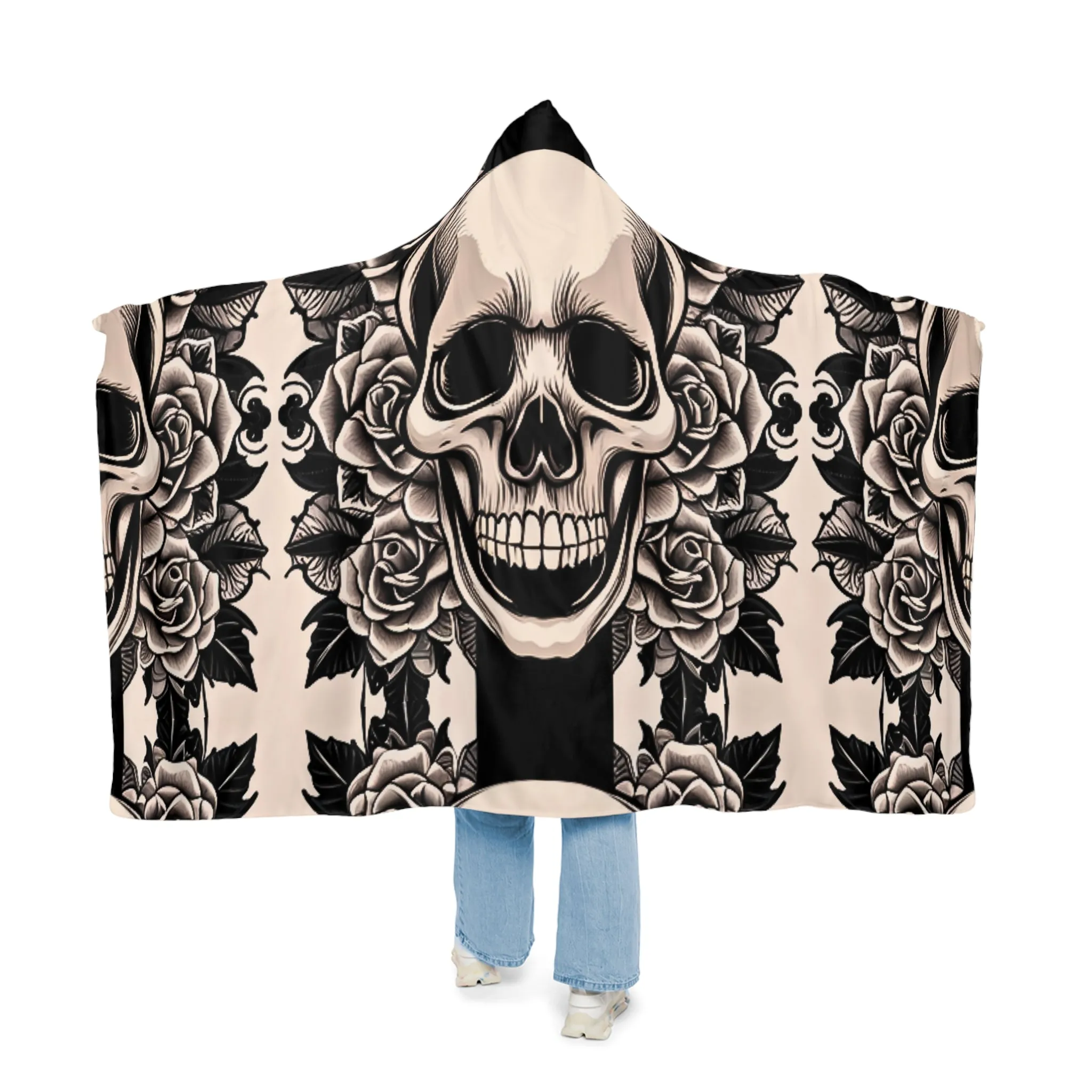 Rosey Skull Hooded Snuggle Blanket