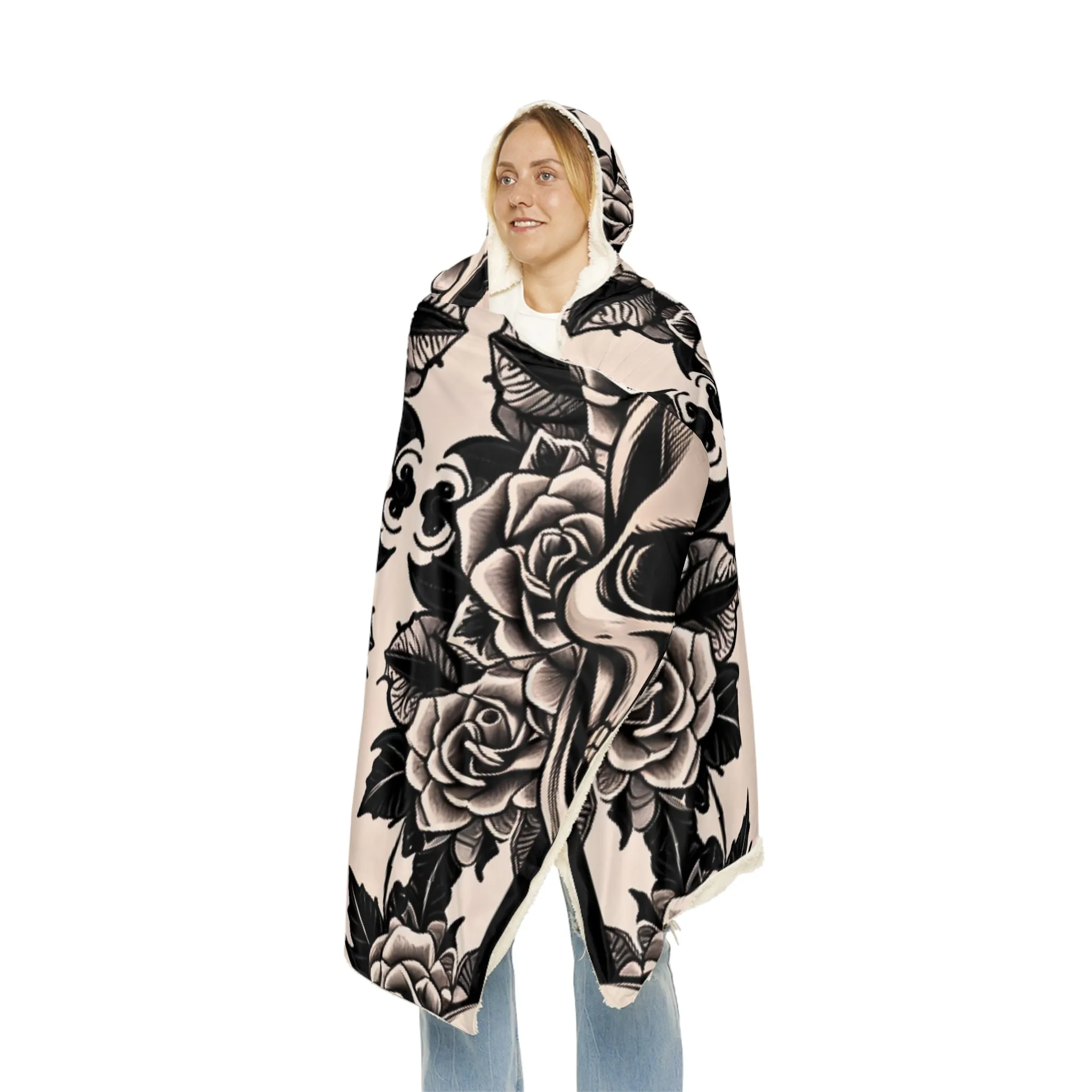 Rosey Skull Hooded Snuggle Blanket