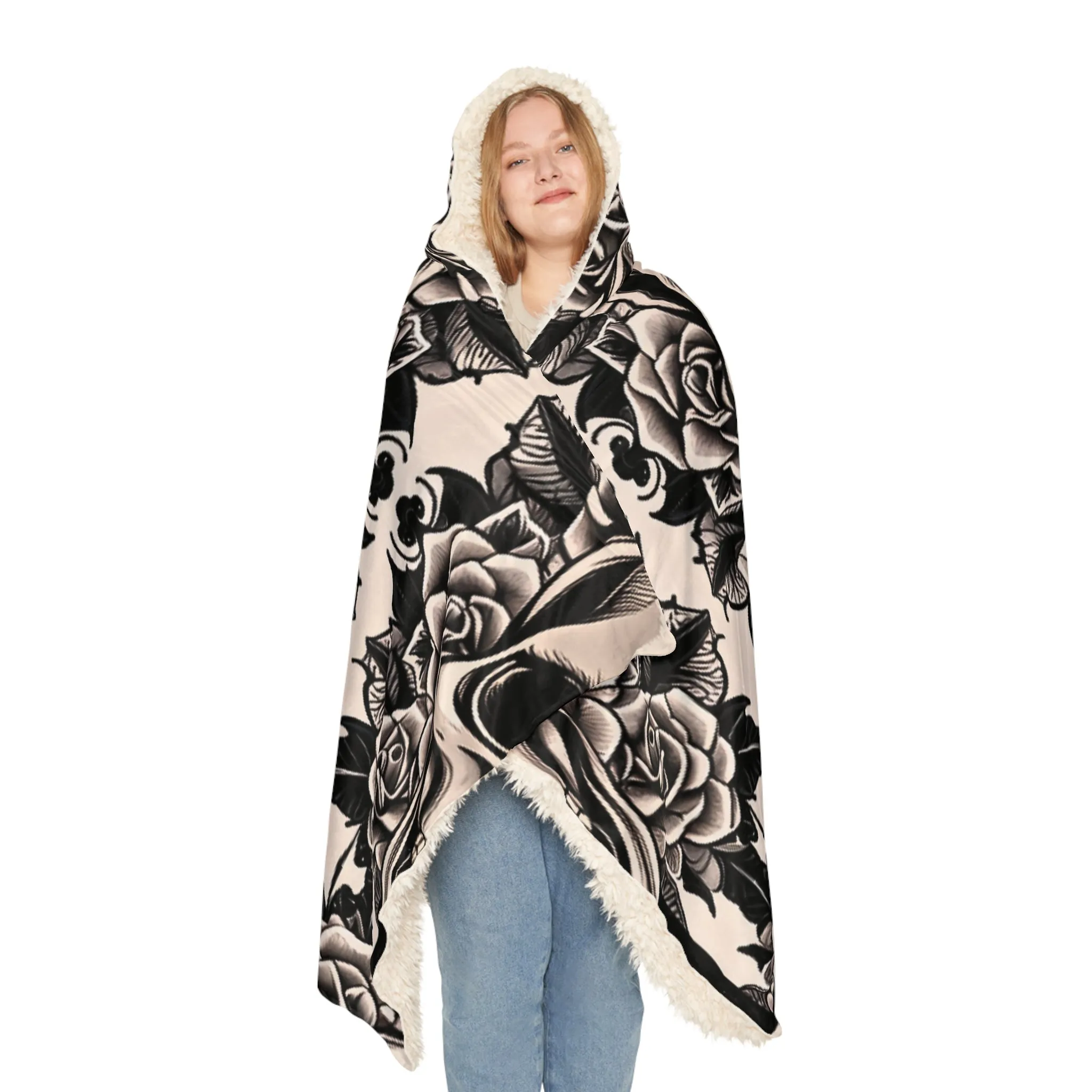 Rosey Skull Hooded Snuggle Blanket