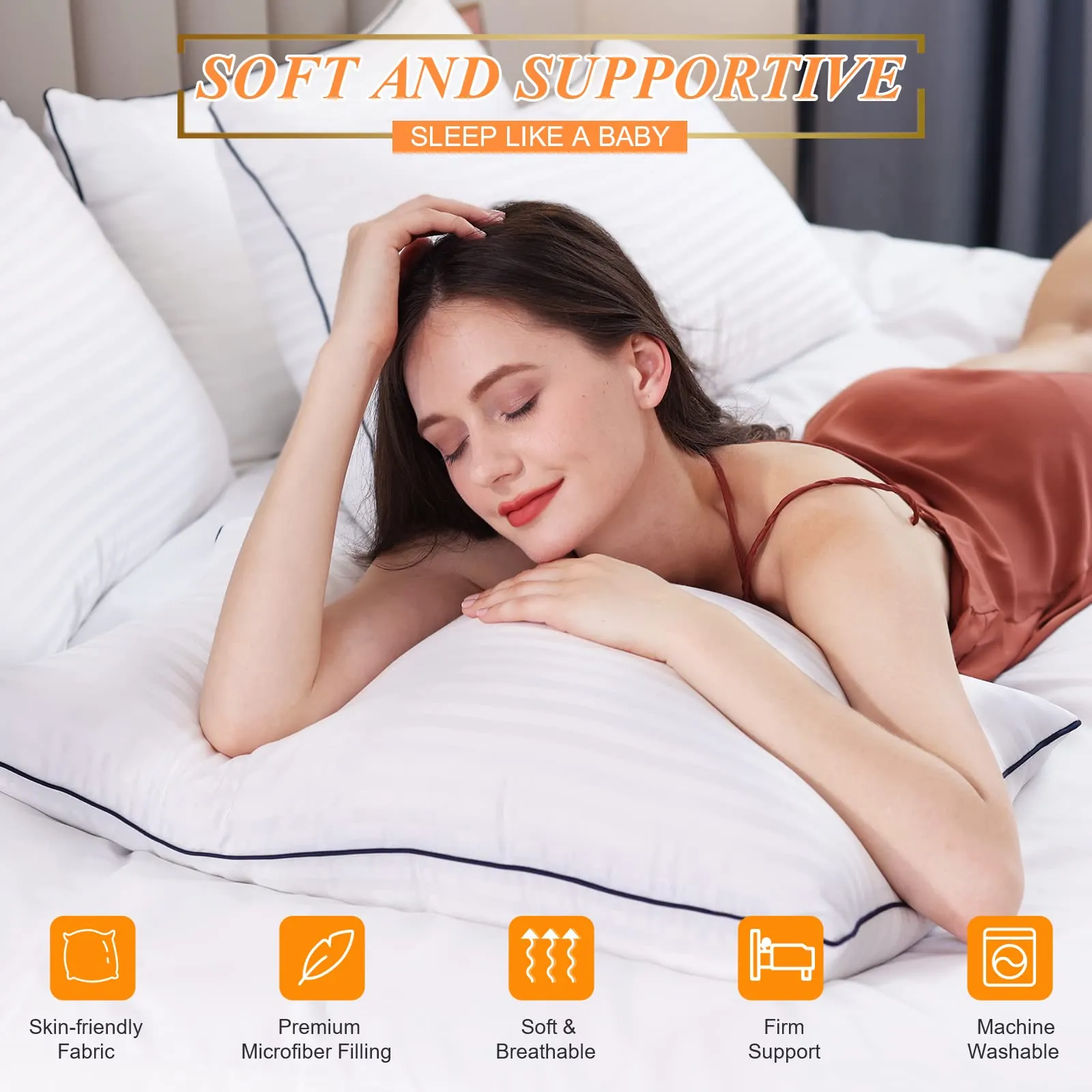 SEMZSOM Hotel Pillows for Sleeping Standard Size Set of 2, Soft Down Alternative Pillow for Side, Back or Stomach Sleeper