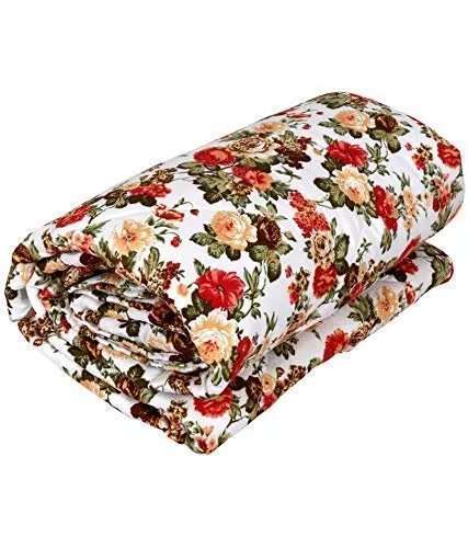 SINWAR HOME DECOR Poly Cotton Flower Printed Reversible Double Bed Comforter Dohar/Blanket//Quilt (RED KACHRA, Double)