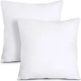 Sleeping Throw Pillows Cushions Set of2,Decorative for Couches,Chairs,Bed| Microfiber Filled|Support for Back,Neck,Head,Side Sleeper Decorative (18 x 18 Inch, White, 2)