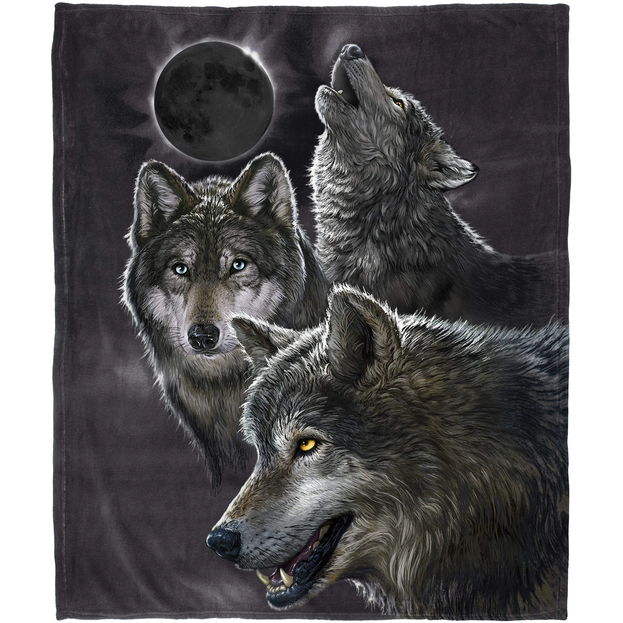 Super Soft Full/Queen Size Plush Fleece Blanket, 75" X 90" (Wolf Dreamcatcher)