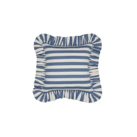 Tangier Denim Stripe Frilly Cushion