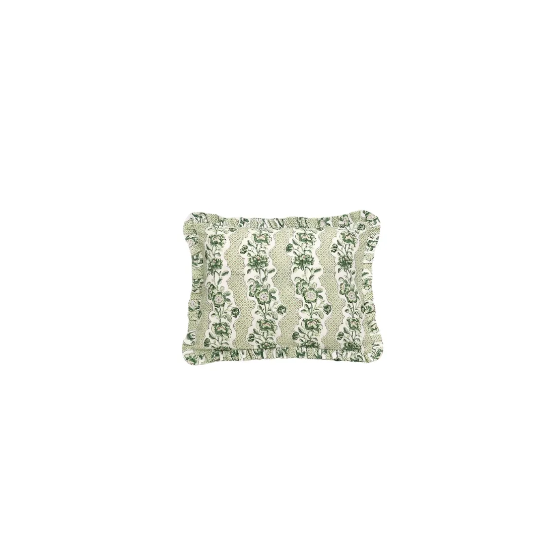 Vine Block Print Lumbar Pillow with Ruffle