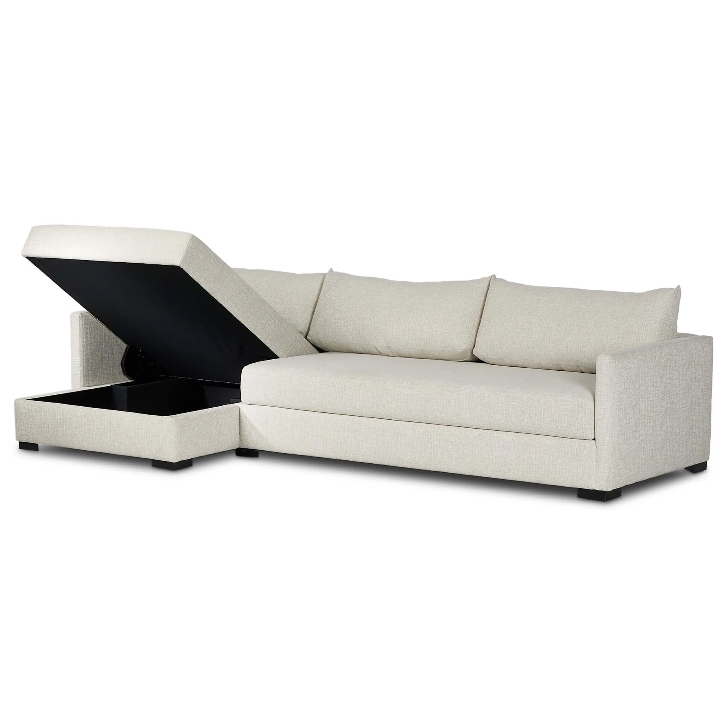 Wickham Left Chaise Sleeper Sectional w/Storage, Alameda Snow