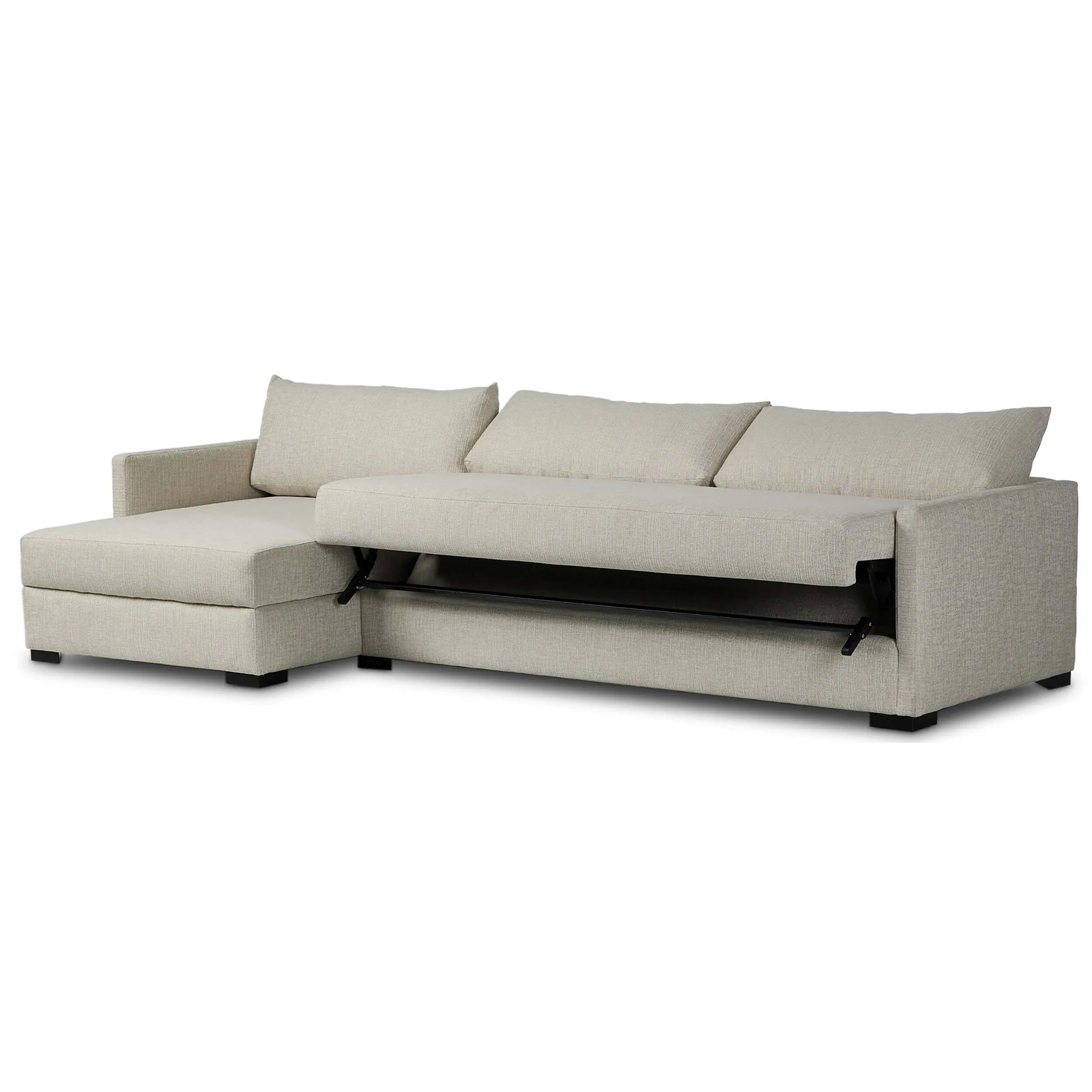 Wickham Left Chaise Sleeper Sectional w/Storage, Alameda Snow