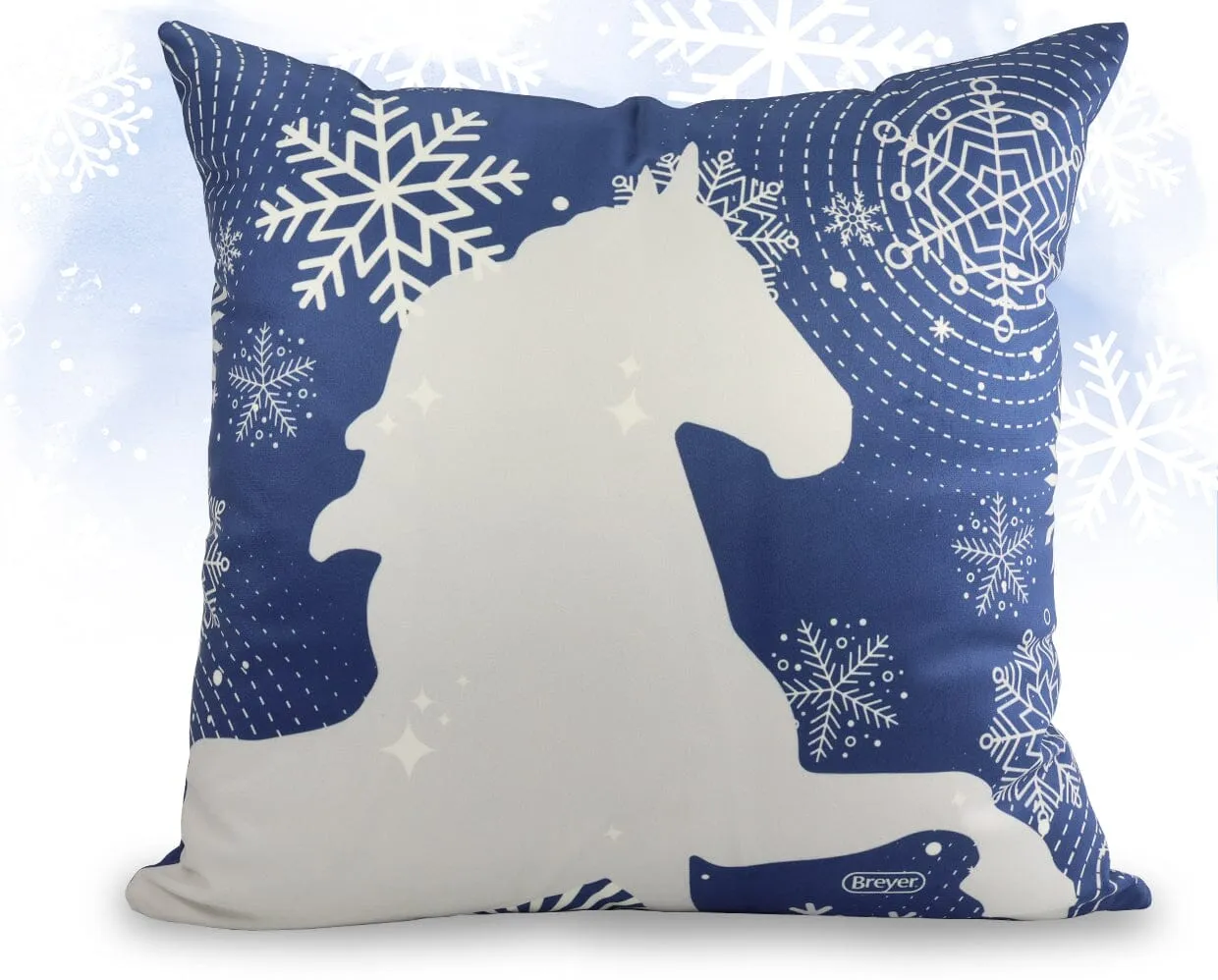 Winter Pillow - White on Blue