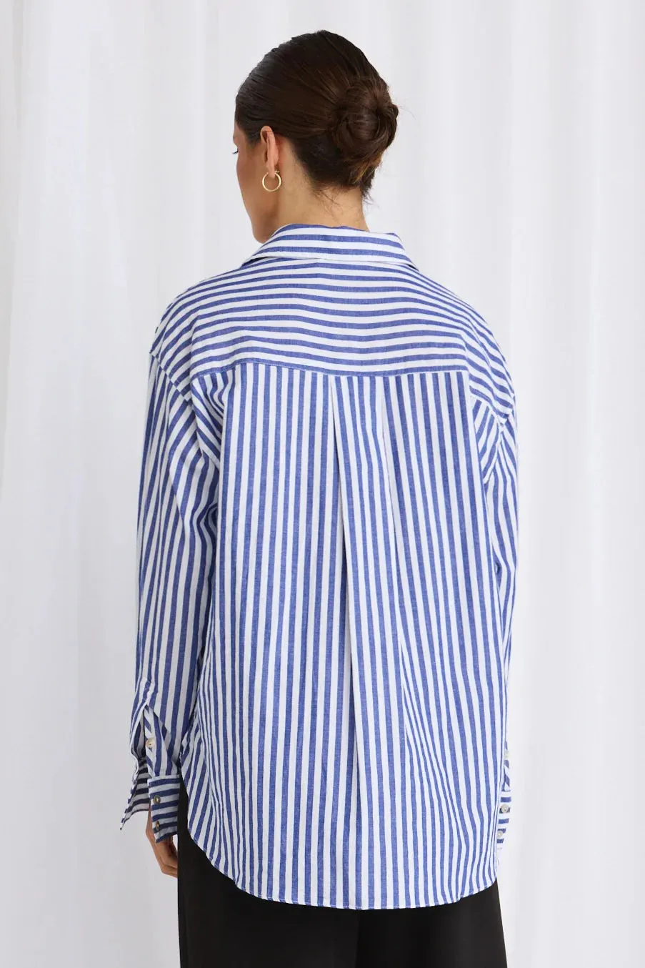 You Got This Cotton Oversized Shirt - Blue Stripe