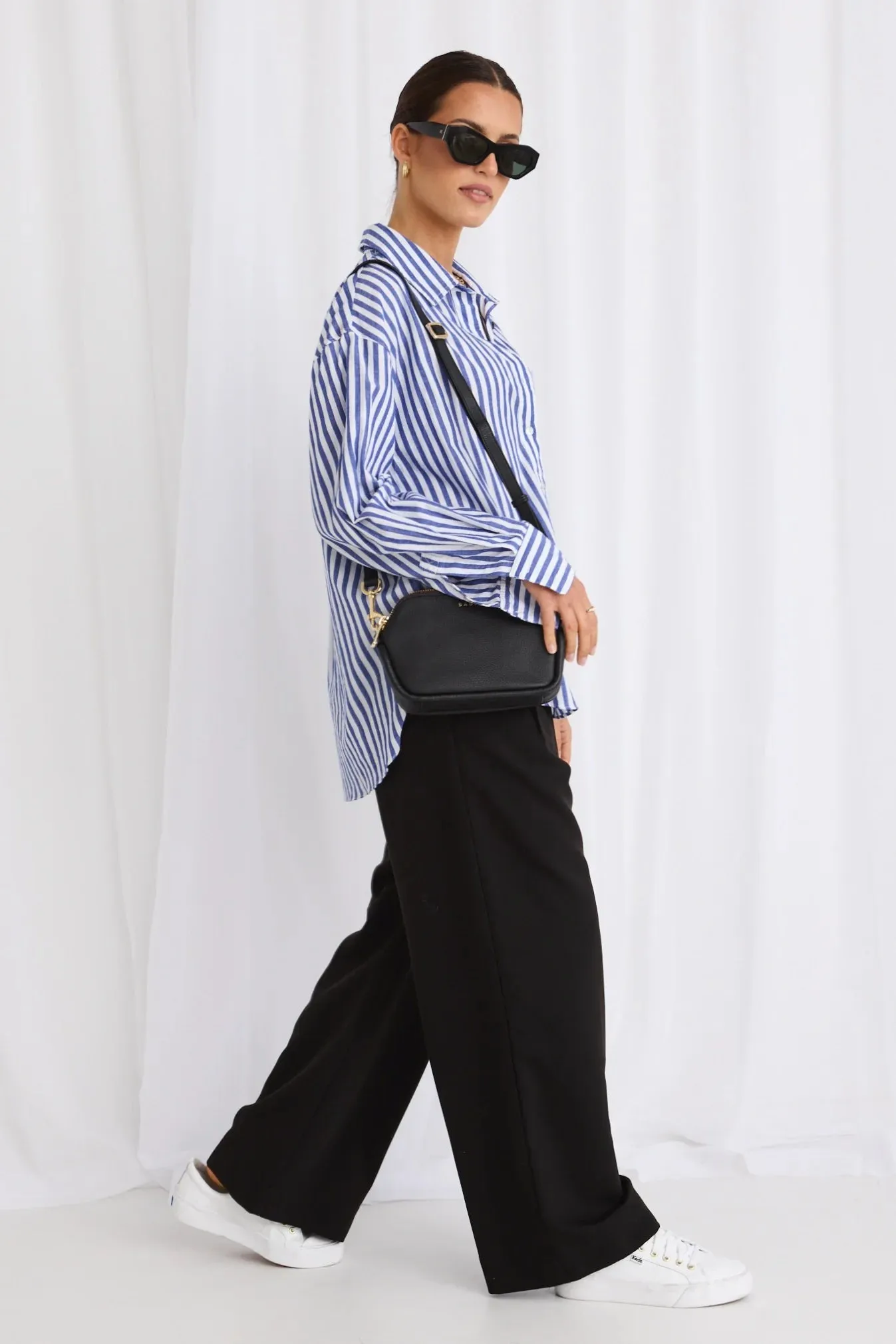 You Got This Cotton Oversized Shirt - Blue Stripe